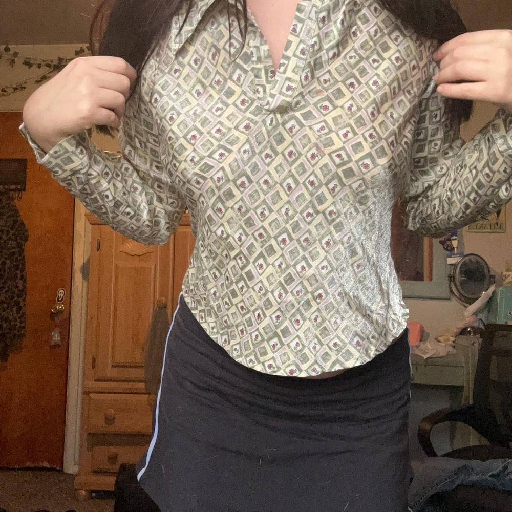 70s style floral shirt